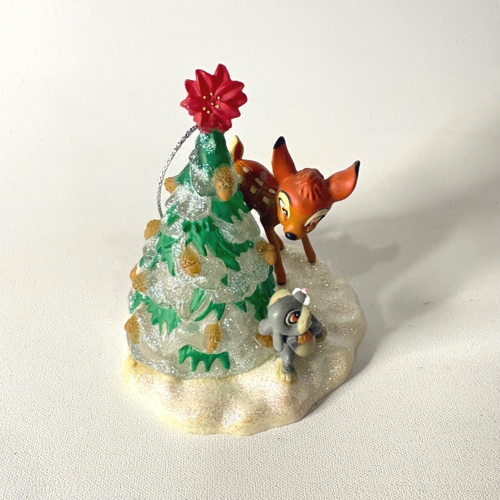 Disney Bambi Thumper Christmas Ornament Glitter Tree Poinsettia Holiday Figurine